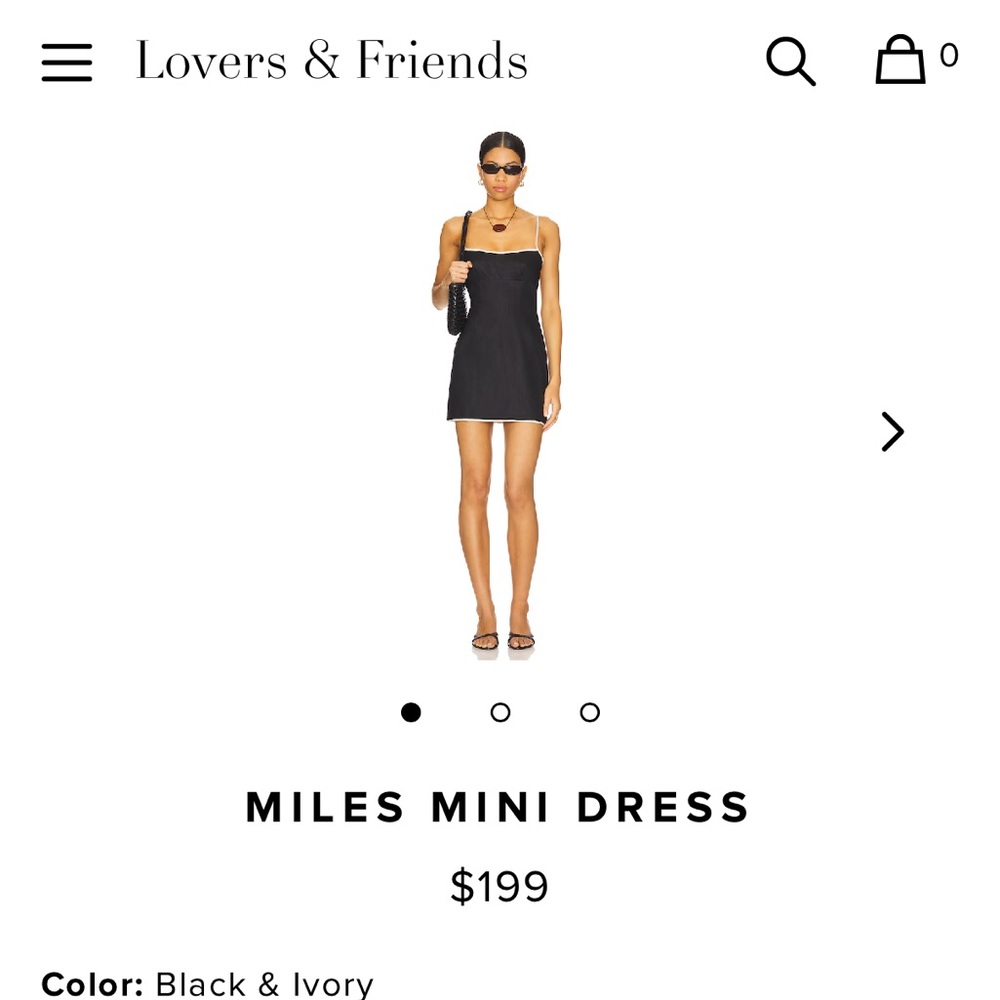 Lovers + Friends Black Ivory linen Mini Dress XS